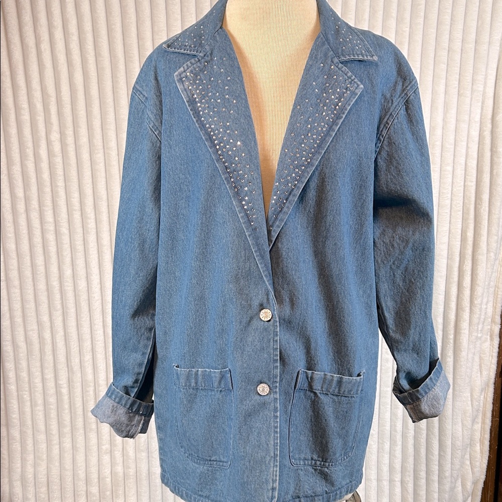 Vintage 80/90 PTNY denim bling blazer size large